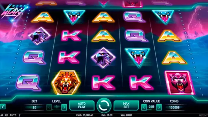 Neon Staxx slot screenshot 