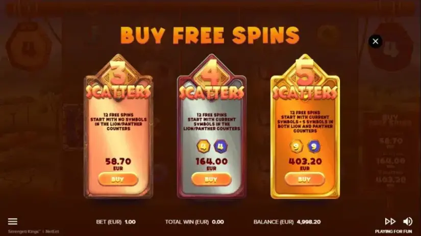 Serengeti Kings slot screenshot 4