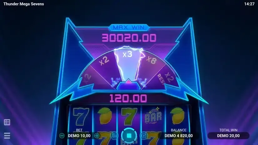 Thunder Mega Sevens slot screenshot 4