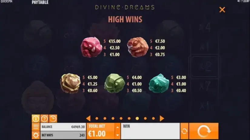 Divine Dreams slot screenshot 9