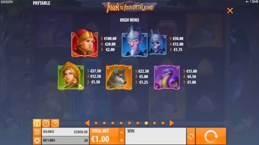 Ivan and the Immortal King slot screenshot 2
