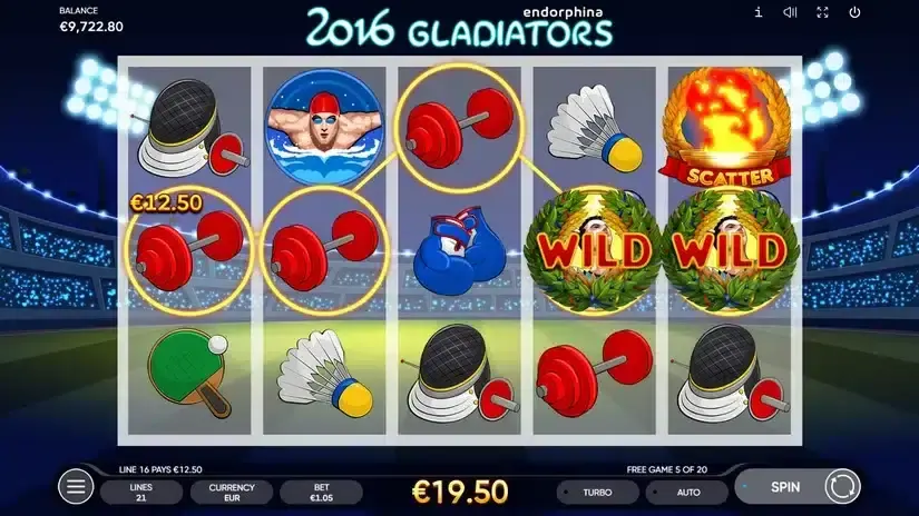 2016 Gladiators slot screenshot 5