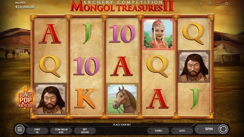 Mongol Treasures 2 Archery Competition slot screenshot 1