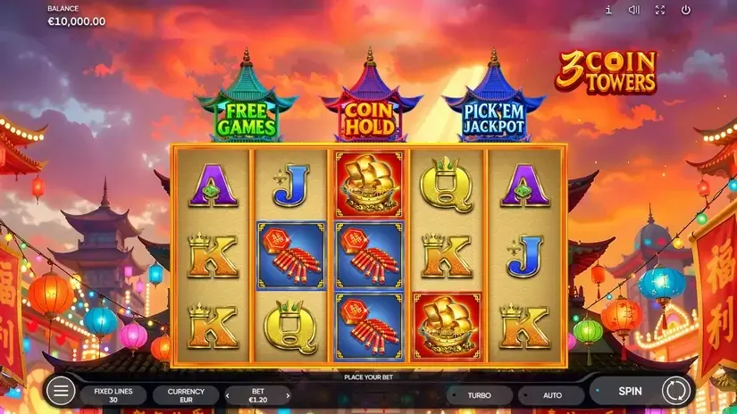 3 Coin Towers slot screenshot 