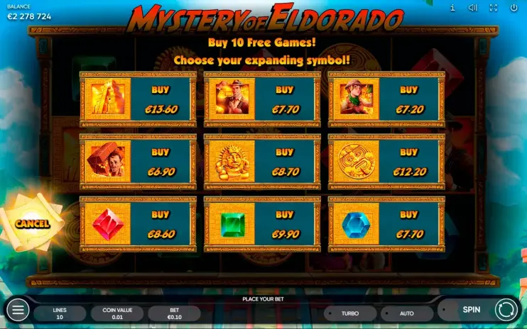 Mystery of Eldorado slot screenshot 8
