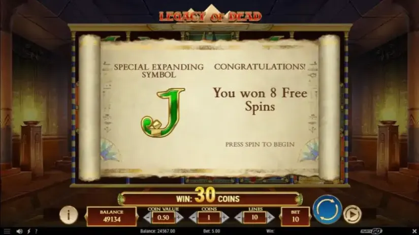Legacy of Dead slot screenshot 3