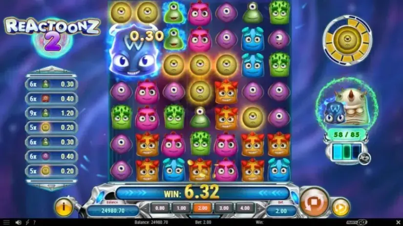 Reactoonz 2 slot screenshot 2