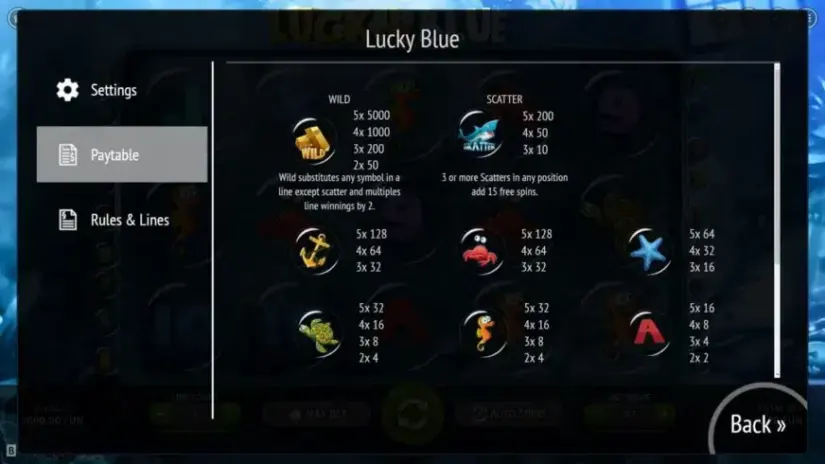 Lucky Blue slot screenshot 2